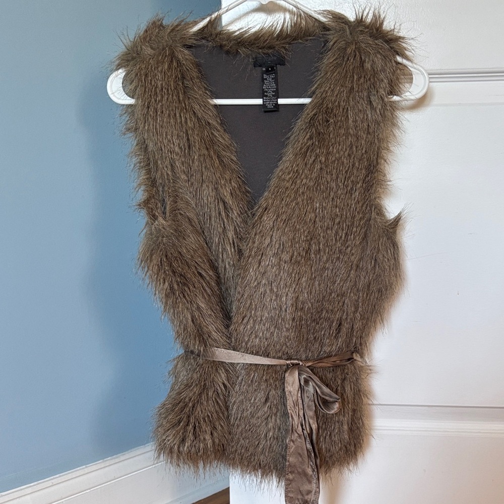 J. Crew Brown Faux Fur Vest